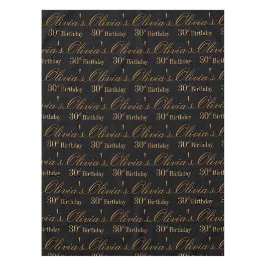 Black and Gold Personalized Tafelkleed (Voorkant)