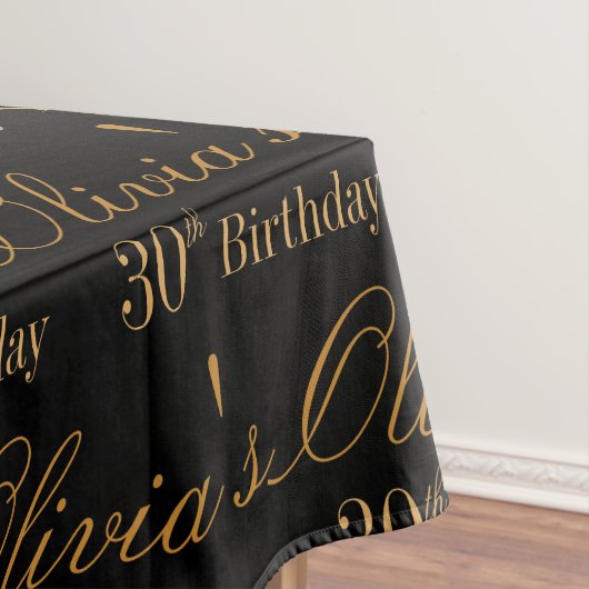 Black and Gold Personalized Tafelkleed (Voorbeeld)