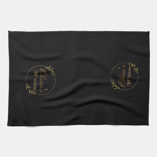 Black and Gold Personalized Theedoek (Horizontaal)