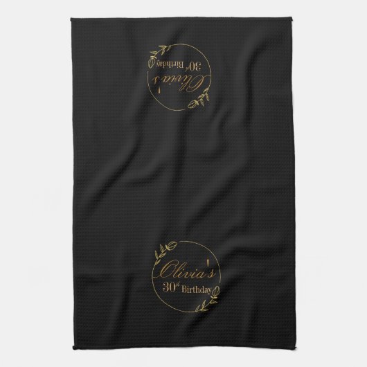 Black and Gold Personalized Theedoek (Verticaal)
