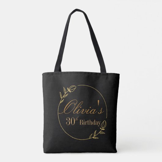 Black and Gold Personalized Tote Bag (Achterkant)
