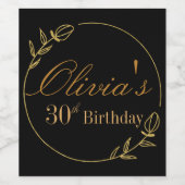 Black and Gold Personalized Wijn Etiket (Enkel label)