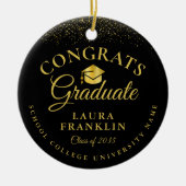 Black and Gold Pet Afstuderen gefeliciteerd Keramisch Ornament (Voorkant)