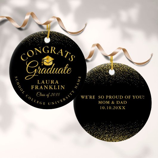 Black and Gold Pet Afstuderen gefeliciteerd Keramisch Ornament
