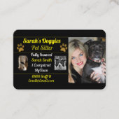 Black and Gold Pet Sitter Dog Walker Visitekaartje (Voorkant)