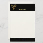 Black and Gold Phoenix Bird Personal Letterhead Briefpapier (Voorkant / Achterkant)