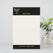 Black and Gold Phoenix Bird Personal Letterhead Briefpapier (Staand voorkant)
