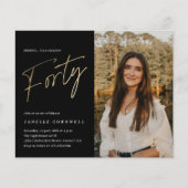 Black and Gold Photo 40th Birthday Invitation (Voorkant)