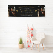 Black and Gold Photo Afstuderen gefeliciteerd Spandoek (Insitu)