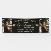 Black and Gold Photo Afstuderen gefeliciteerd Spandoek (Horizontaal)