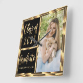 Black and Gold Photo Afstuderen Klasse 2021 Vierkante Klok (Hoek)