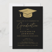 Black and Gold Photo Graduation Party Uitnodiging (Voorkant)