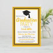 Black and Gold Photo Graduparty Kaart (Staand voorkant)