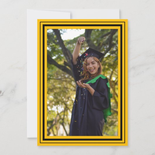 Black and Gold Photo Graduparty Kaart (Achterkant)