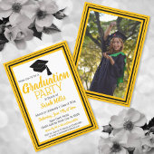 Black and Gold Photo Graduparty Kaart