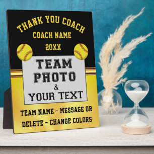 Black and Gold Photo, Softball Coach Gift Ideas Fotoplaat