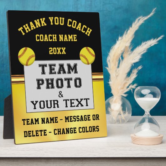 Black and Gold Photo, Softball Coach Gift Ideas Fotoplaat (Zijkant)