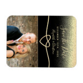 Black and Gold Photo Wedding Save the Date Magneet (Horizontaal)