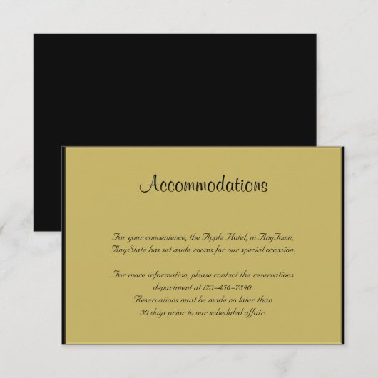 Black and Gold Piano Wedding Insert Informatiekaartje (Voorkant / Achterkant)