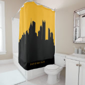 Black and Gold Pittsburgh City Skyline Uitzicht Douchegordijn (In situ)