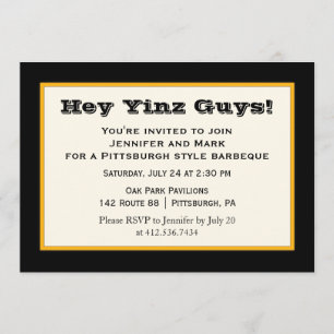 Black and Gold Pittsburgh Style Yinz Party Kaart