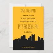 Black and Gold Pittsburgh Wedding Save the Date Magnetische Uitnodiging (Voorkant)