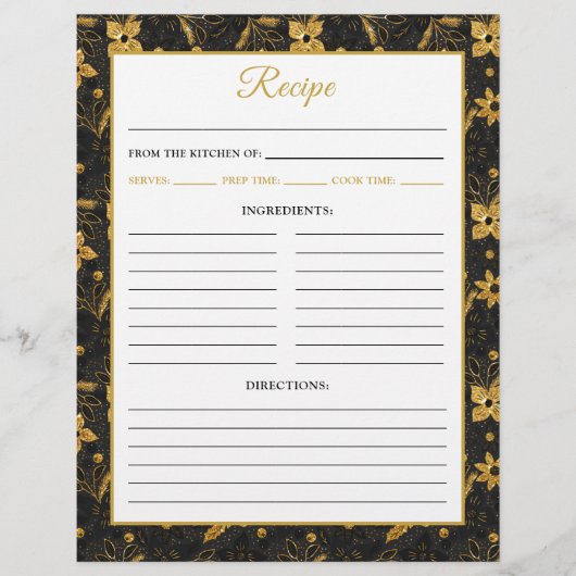 Black and Gold Poinsettia Flowers Recipe Page Flyer (Voorkant)