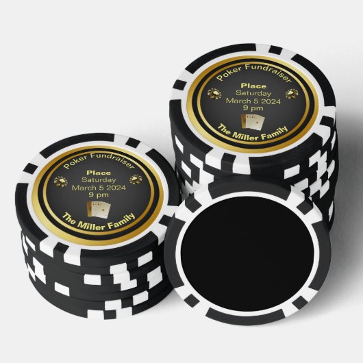 Black and Gold Poker Fundraiser Chips (Opstapeling)