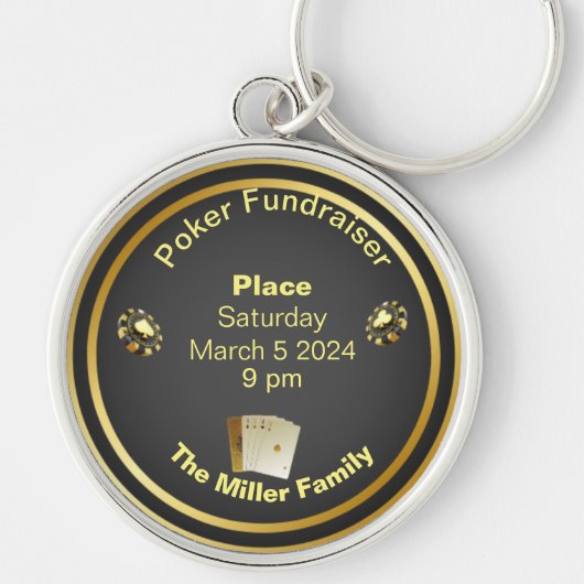 Black and Gold Poker Fundraiser Sleutelhanger (Voorkant)