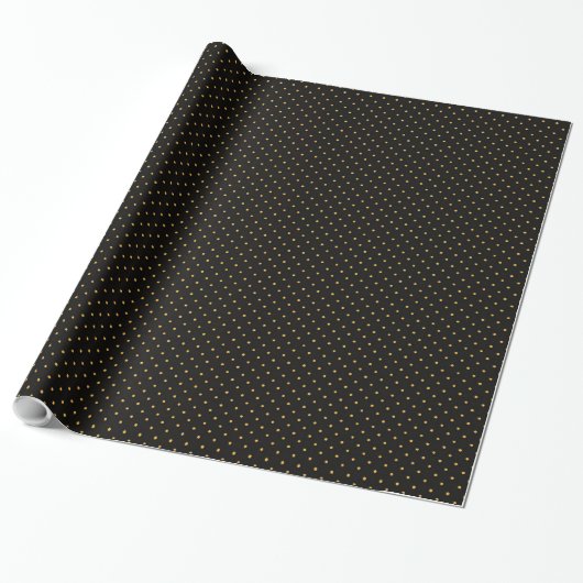 Black and Gold Polka Dot Gift Wrap Cadeaupapier (Uitgerold)