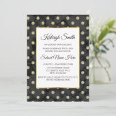 Black and Gold Polka Dot Trunk Party Invite Kaart (Staand voorkant)