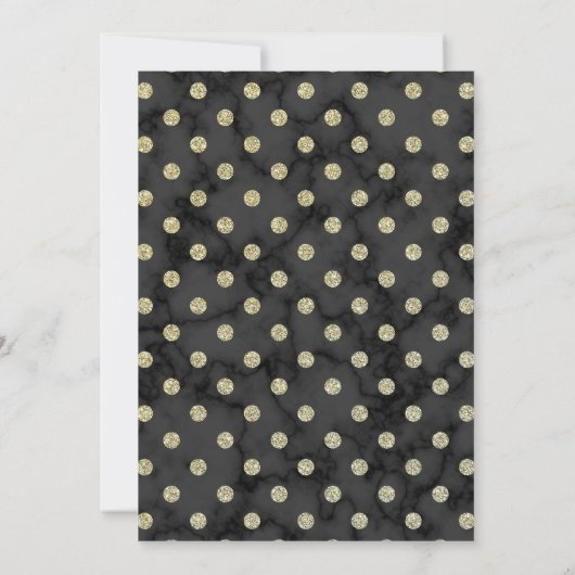 Black and Gold Polka Dot Trunk Party Invite Kaart (Achterkant)