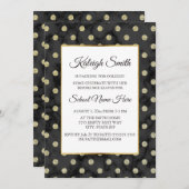 Black and Gold Polka Dot Trunk Party Invite Kaart (Voorkant / Achterkant)
