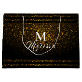 Black and Gold Pre-Personalized Monogram Gift Bag Groot Cadeauzakje (Voorkant)