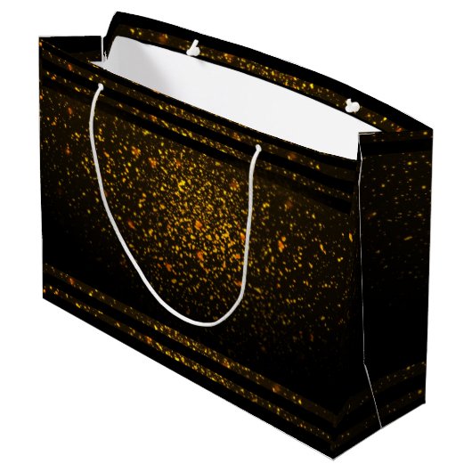Black and Gold Pre-Personalized Monogram Gift Bag Groot Cadeauzakje (Achterkant Gekanteld)