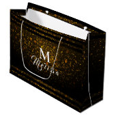 Black and Gold Pre-Personalized Monogram Gift Bag Groot Cadeauzakje (Voorkant Gekanteld)