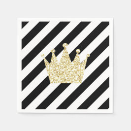 Black and Gold Prince Crown Napkins Servet