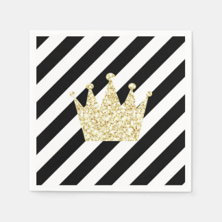 Black and Gold Prince Crown Napkins Servet