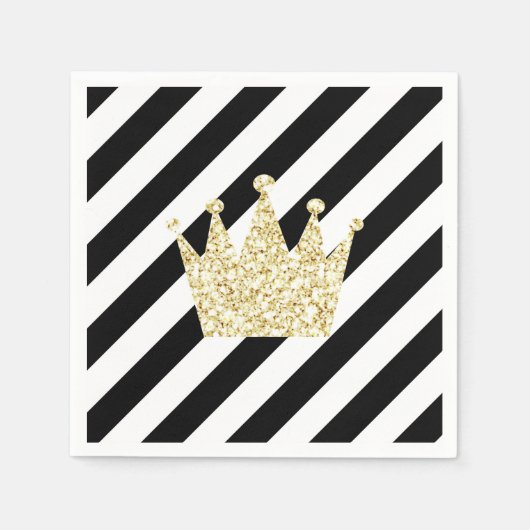 Black and Gold Prince Crown Napkins Servet (Voorkant)