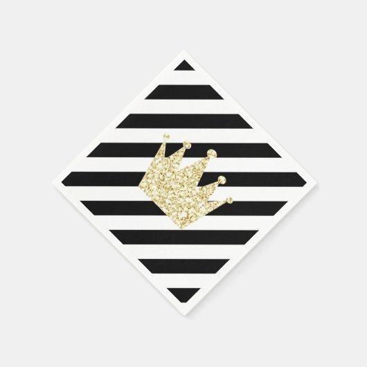 Black and Gold Prince Crown Napkins Servet (Hoek)
