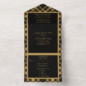 Black and Gold Pset Elegant All In One Uitnodiging (Binnen)