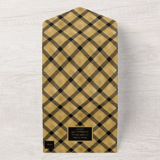 Black and Gold Pset Elegant All In One Uitnodiging (Buitenkant)