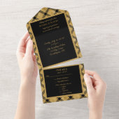 Black and Gold Pset Elegant All In One Uitnodiging (Afscheurbaar)