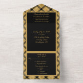 Black and Gold Pset Elegant All In One Uitnodiging (Binnen)