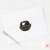 Black and Gold Pumpkin en Witch Pet Quinceanera Ronde Sticker (Envelop)