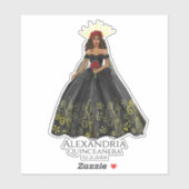 Black and Gold Quinceanera Dress Sticker (Vel)