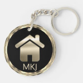 Black and Gold Real Estate - Monogram Sleutelhanger (Achterkant)
