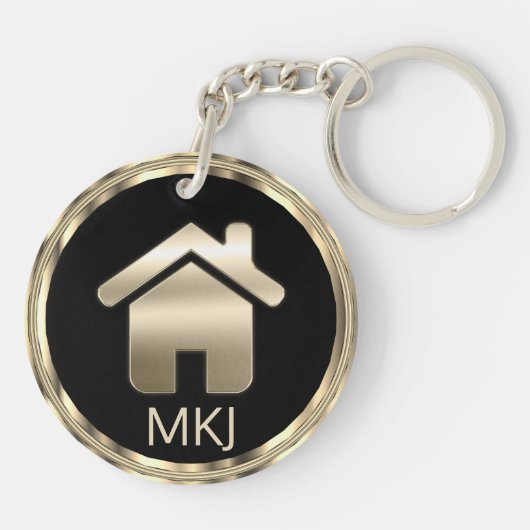Black and Gold Real Estate - Monogram Sleutelhanger (Achterkant)