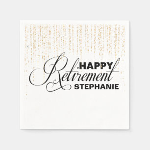 Black and Gold Retirement Party, Custom Napkins Servet