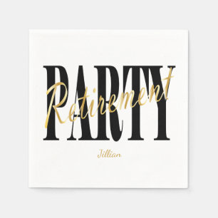 Black and Gold Retirement Party, Custom Napkins Servetten
